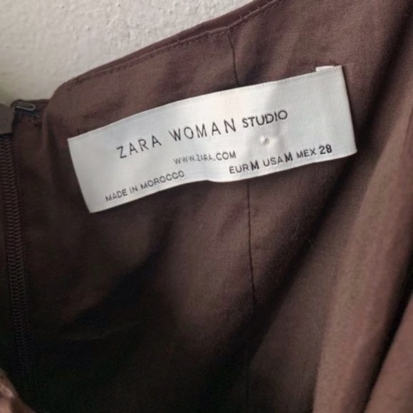 ZARA Women Studio. Chocolate Brown Long sleeve Ruched Mini Dress. Size M. Sexy! - Picture 10 of 11